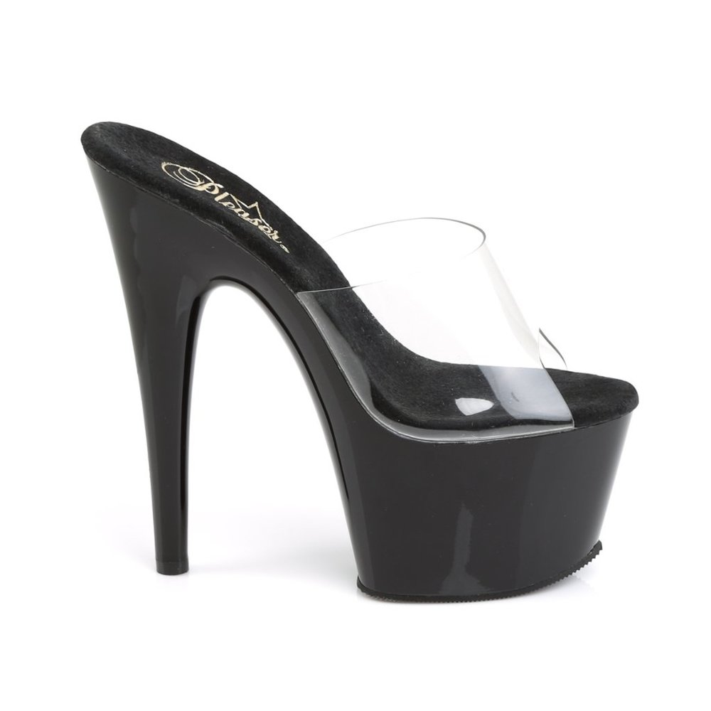 Pleaser Adore 701 Black Platform Heels with Clear Vamp - Picture 5 of 5